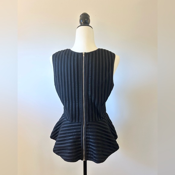 Anthropologie Black Mesh Ribbon Top with Peplum, Evening - size Medium - Picture 5 of 7